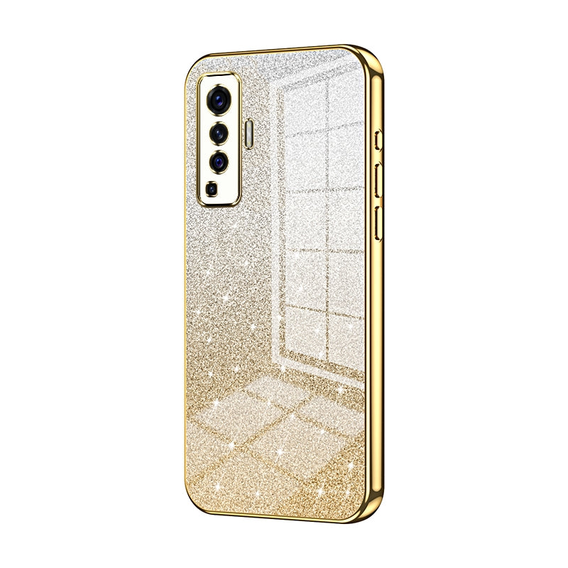 vivo X50 Glitter Powder Electroplated Gradient Phone Case – Fashionable & Luxurious with Anti-Fingerprint Coating, Shock-Absorption, and Lens Protection