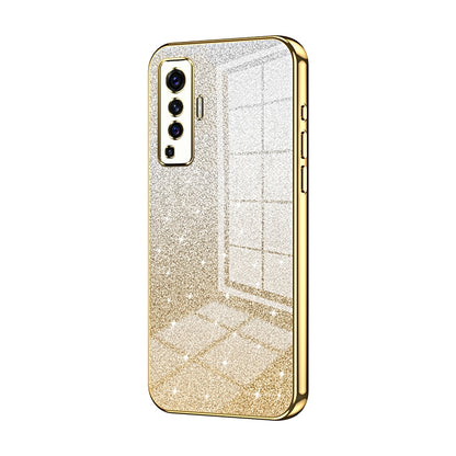 vivo X50 Glitter Powder Electroplated Gradient Phone Case – Fashionable & Luxurious with Anti-Fingerprint Coating, Shock-Absorption, and Lens Protection