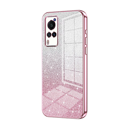 vivo X60 Glitter Powder Electroplated Gradient Phone Case – Fashionable & Luxurious with Anti-Fingerprint Coating, Shock-Absorption, and Lens Protection