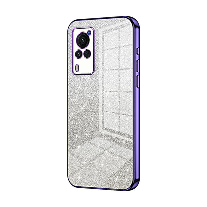 vivo X60 Curved Screen Glitter Powder Electroplated Gradient Phone Case – Fashionable & Luxurious with Anti-Fingerprint Coating, Shock-Absorption, and Lens Protection