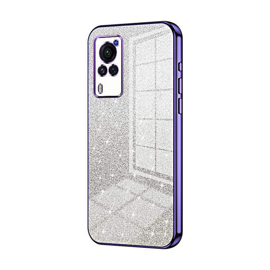 vivo X60 Curved Screen Glitter Powder Electroplated Gradient Phone Case – Fashionable & Luxurious with Anti-Fingerprint Coating, Shock-Absorption, and Lens Protection