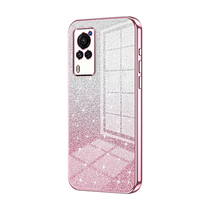 vivo X60 Curved Screen Glitter Powder Electroplated Gradient Phone Case – Fashionable & Luxurious with Anti-Fingerprint Coating, Shock-Absorption, and Lens Protection