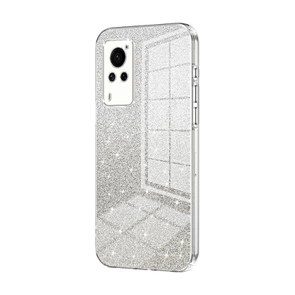 vivo X60 Curved Screen Glitter Powder Electroplated Gradient Phone Case – Fashionable & Luxurious with Anti-Fingerprint Coating, Shock-Absorption, and Lens Protection