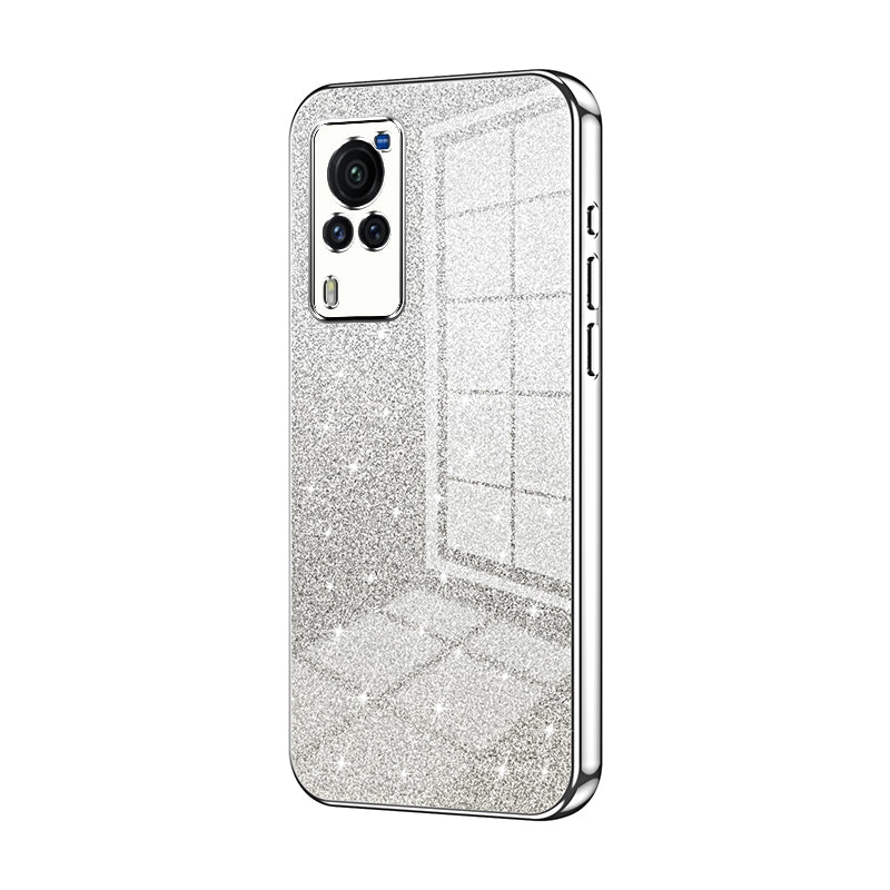 vivo X60 Curved Screen Glitter Powder Electroplated Gradient Phone Case – Fashionable & Luxurious with Anti-Fingerprint Coating, Shock-Absorption, and Lens Protection