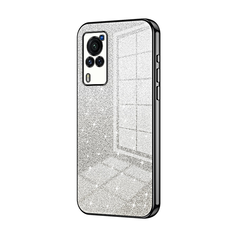 vivo X60 Curved Screen Glitter Powder Electroplated Gradient Phone Case – Fashionable & Luxurious with Anti-Fingerprint Coating, Shock-Absorption, and Lens Protection