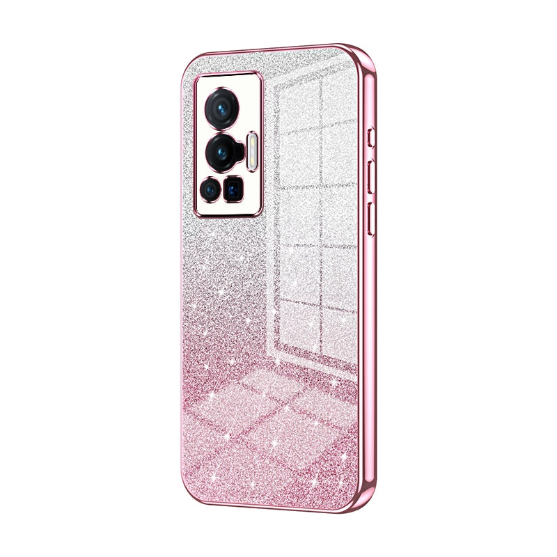 vivo X70 Pro Glitter Powder Electroplated Gradient Phone Case – Fashionable & Luxurious with Anti-Fingerprint Coating, Shock-Absorption, and Lens Protection
