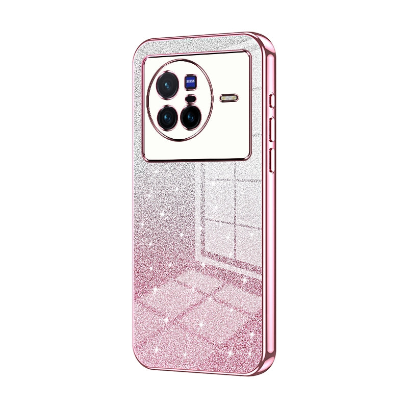 vivo X80 Glitter Powder Electroplated Gradient Phone Case – Fashionable & Luxurious with Anti-Fingerprint Coating, Shock-Absorption, and Lens Protection