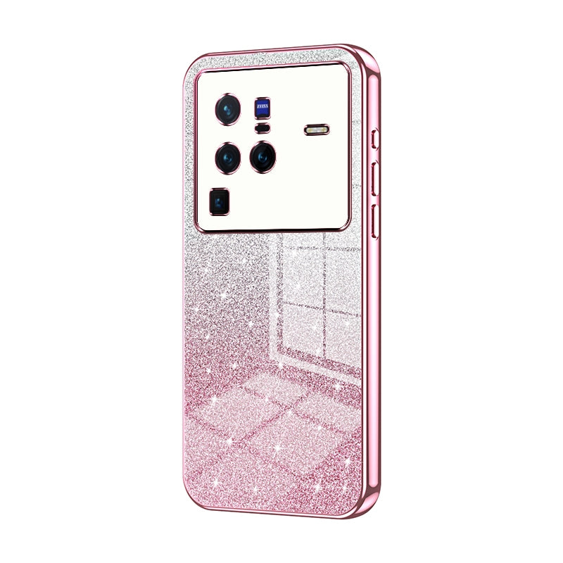 vivo X80 Pro Glitter Powder Electroplated Gradient Phone Case – Fashionable & Luxurious with Anti-Fingerprint Coating, Shock-Absorption, and Lens Protection