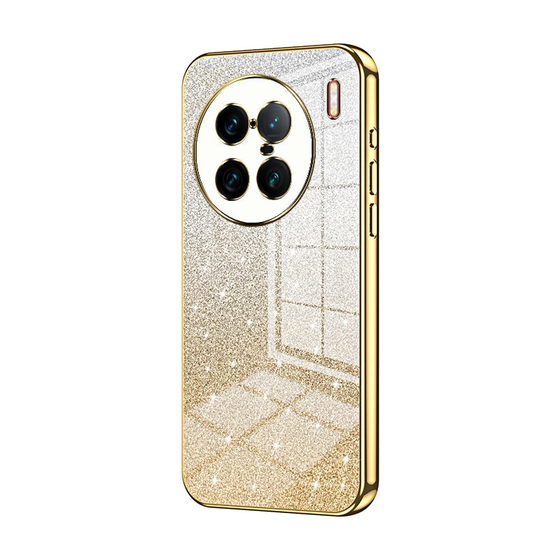 vivo X90 Pro+ Glitter Powder Electroplated Gradient Phone Case – Fashionable & Luxurious with Anti-Fingerprint Coating, Shock-Absorption, and Lens Protection