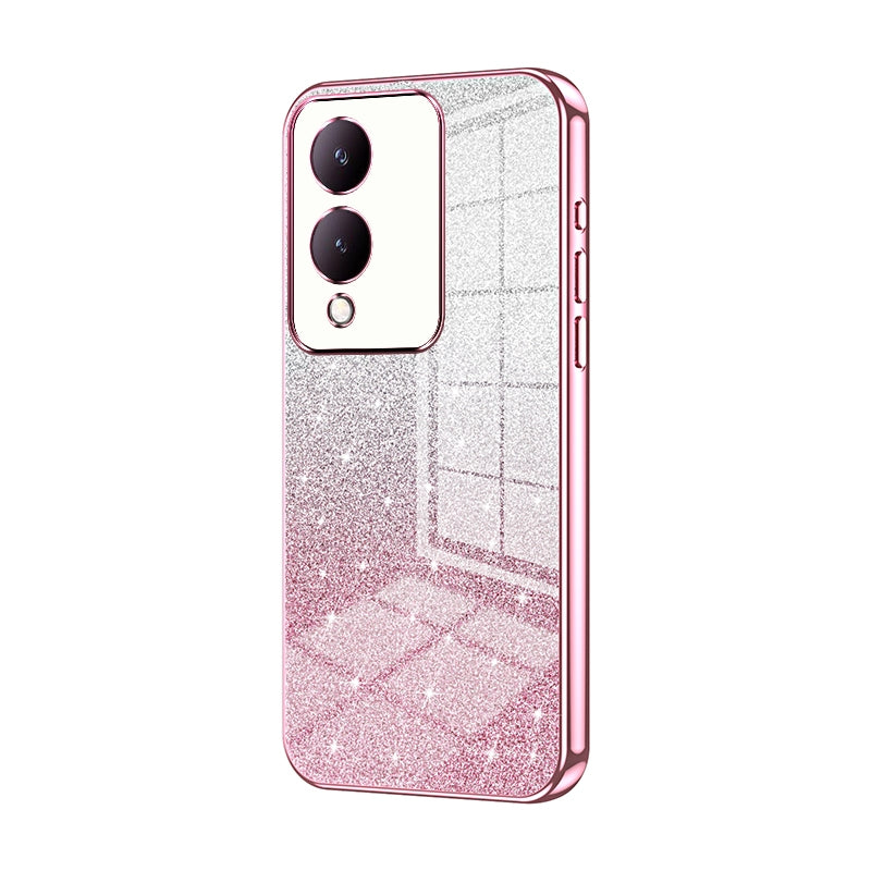 vivo Y17s Glitter Powder Electroplated Gradient Phone Case – Fashionable & Luxurious with Anti-Fingerprint Coating, Shock-Absorption, and Lens Protection