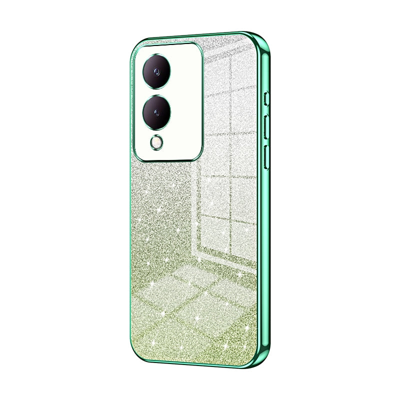 vivo Y17s Glitter Powder Electroplated Gradient Phone Case – Fashionable & Luxurious with Anti-Fingerprint Coating, Shock-Absorption, and Lens Protection