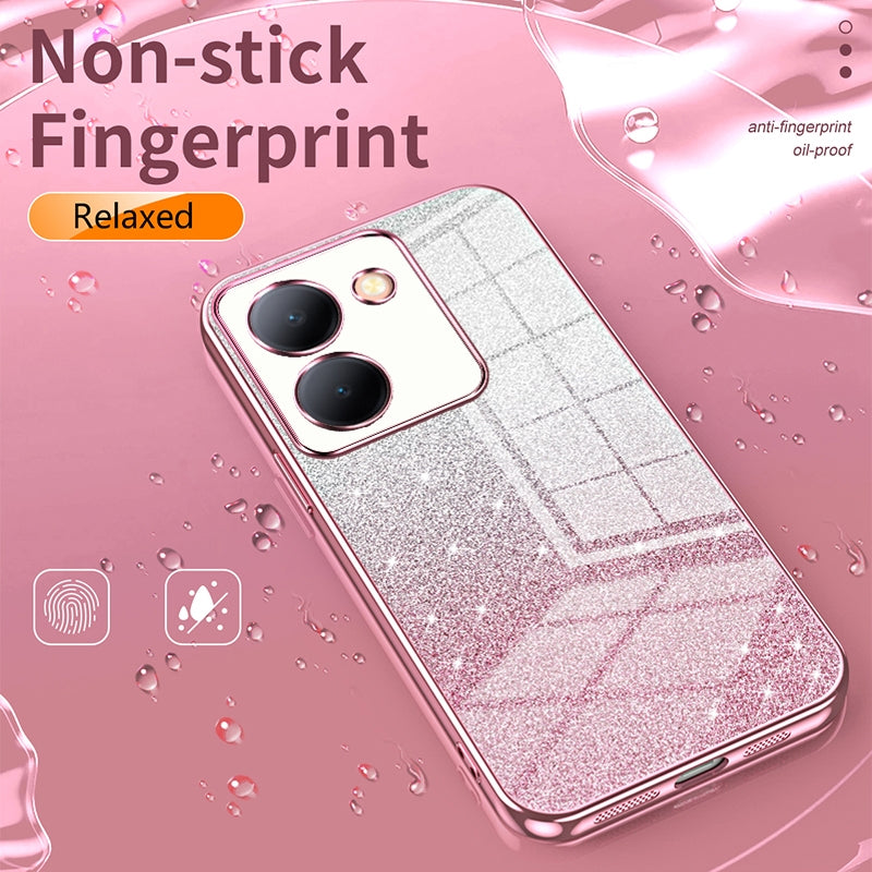 vivo X27 Glitter Powder Electroplated Gradient Phone Case – Fashionable & Luxurious with Anti-Fingerprint Coating, Shock-Absorption, and Lens Protection