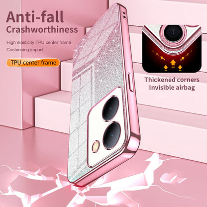 vivo X27 Glitter Powder Electroplated Gradient Phone Case – Fashionable & Luxurious with Anti-Fingerprint Coating, Shock-Absorption, and Lens Protection