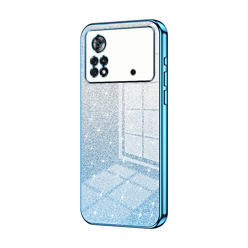 Xiaomi Poco X4 Pro 5G Glitter Powder Electroplated Gradient Phone Case – Fashionable & Luxurious with Anti-Fingerprint Coating, Shock-Absorption, and Lens Protection