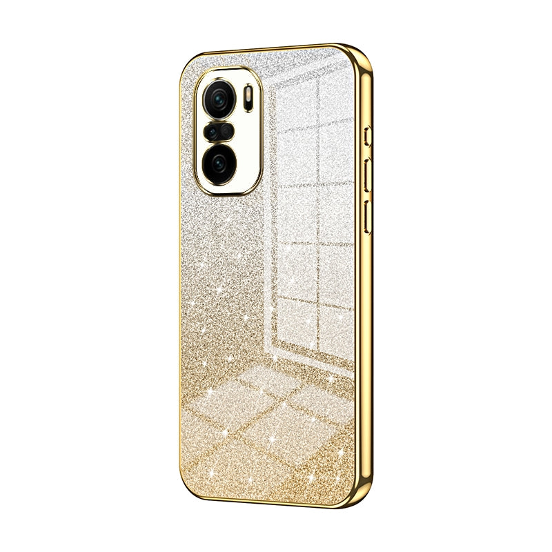 Xiaomi Redmi K40 Glitter Powder Electroplated Gradient Phone Case – Fashionable & Luxurious with Anti-Fingerprint Coating, Shock-Absorption, and Lens Protection