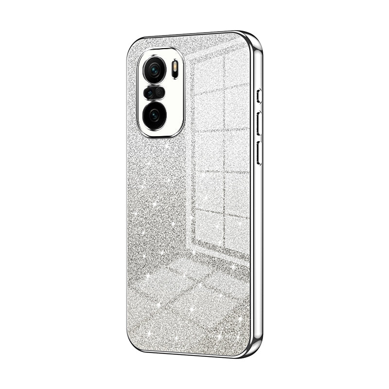 Xiaomi Redmi K40 Glitter Powder Electroplated Gradient Phone Case – Fashionable & Luxurious with Anti-Fingerprint Coating, Shock-Absorption, and Lens Protection