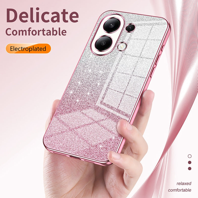 Xiaomi Redmi K50 Glitter Powder Electroplated Gradient Phone Case – Fashionable & Luxurious with Anti-Fingerprint Coating, Shock-Absorption, and Lens Protection