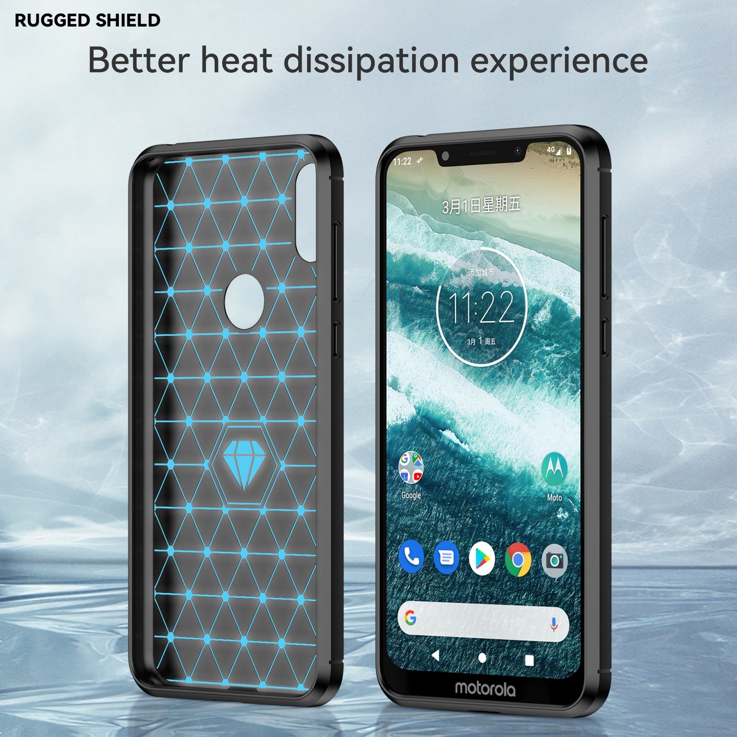 Motorola Moto One Carbon Fibre Brushed Texture TPU Protective Phone Case Shockproof Slim Cover