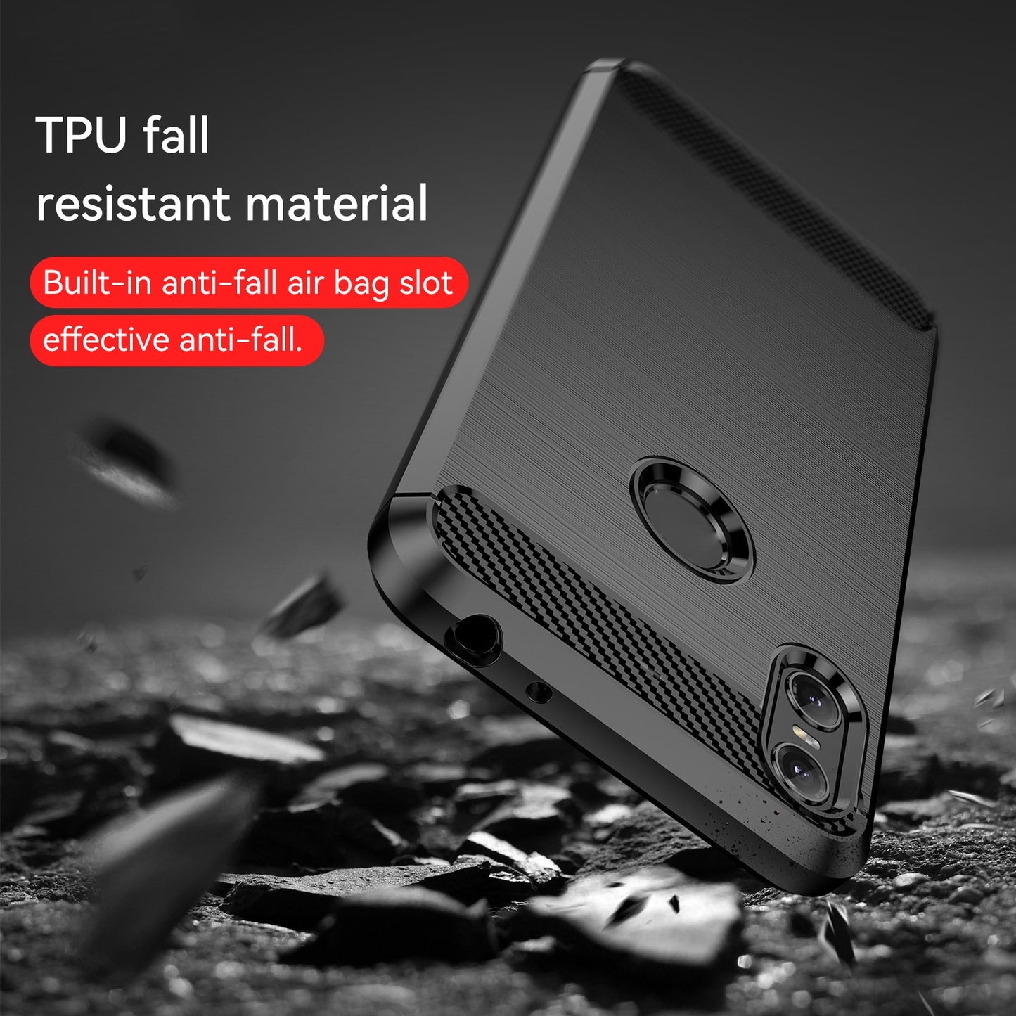 Motorola Moto One Carbon Fiber Brushed Texture TPU Protective Phone Case Shockproof Slim Cover