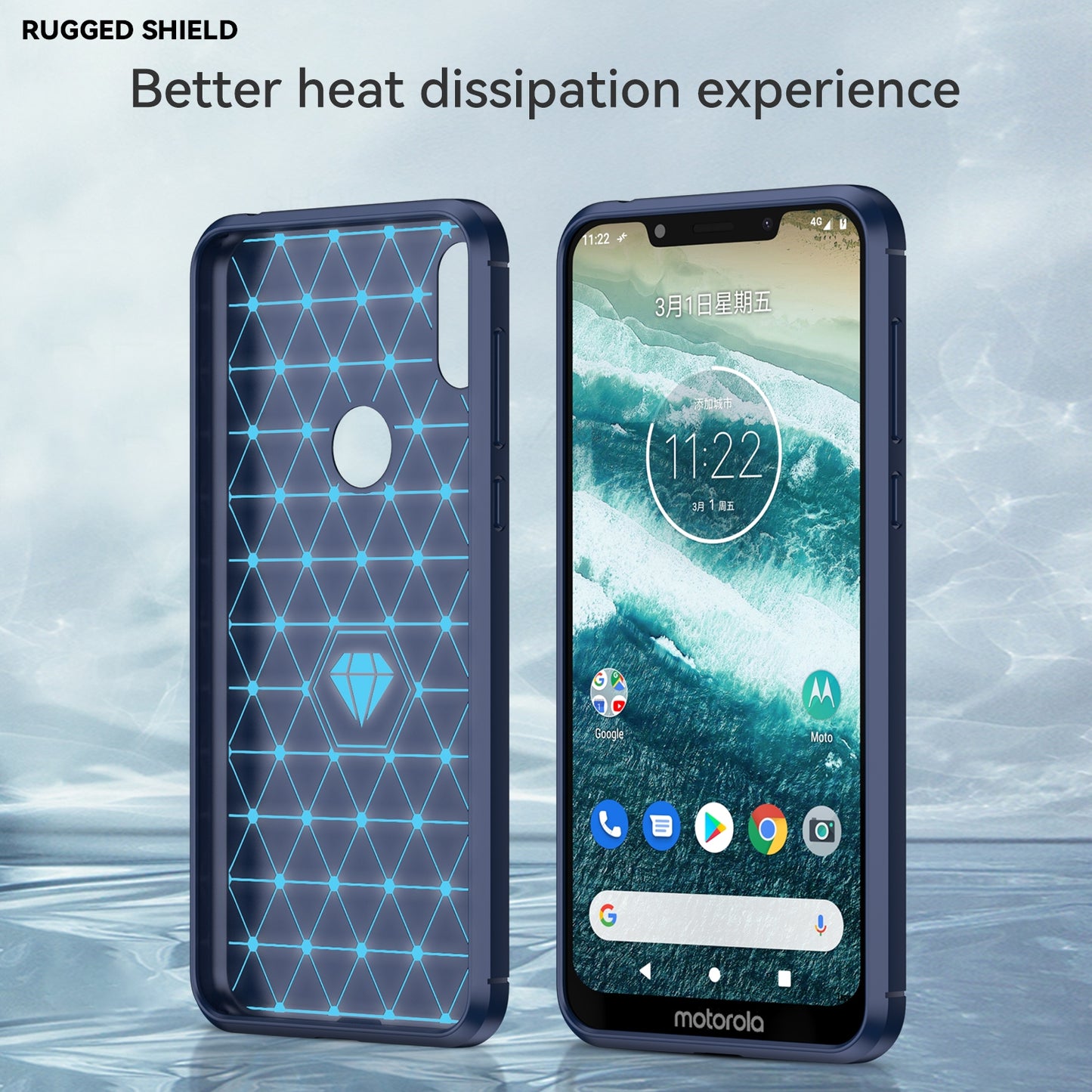Motorola Moto One Carbon Fiber Brushed Texture TPU Protective Phone Case Shockproof Slim Cover
