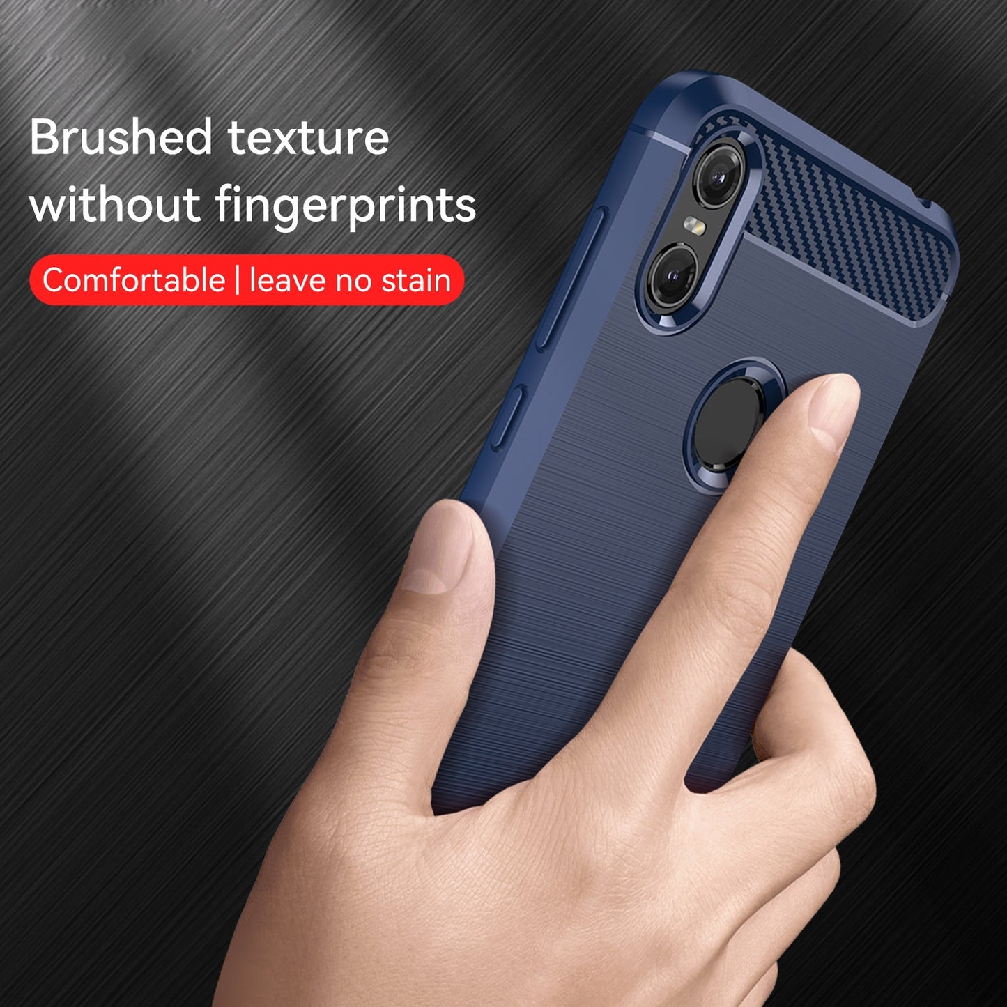 Motorola Moto One Carbon Fiber Brushed Texture TPU Protective Phone Case Shockproof Slim Cover