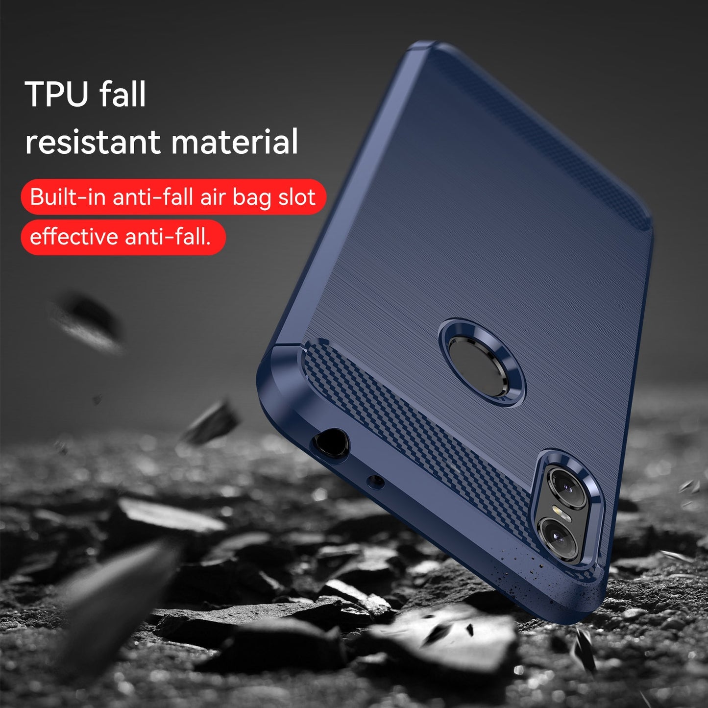 Motorola Moto One Carbon Fibre Brushed Texture TPU Protective Phone Case Shockproof Slim Cover