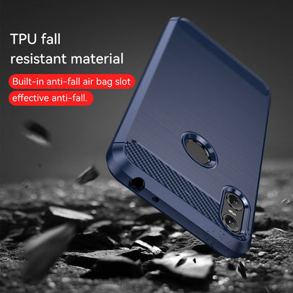 Motorola Moto One Carbon Fibre Brushed Texture TPU Protective Phone Case Shockproof Slim Cover