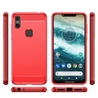 Motorola Moto One Carbon Fiber Brushed Texture TPU Protective Phone Case Shockproof Slim Cover