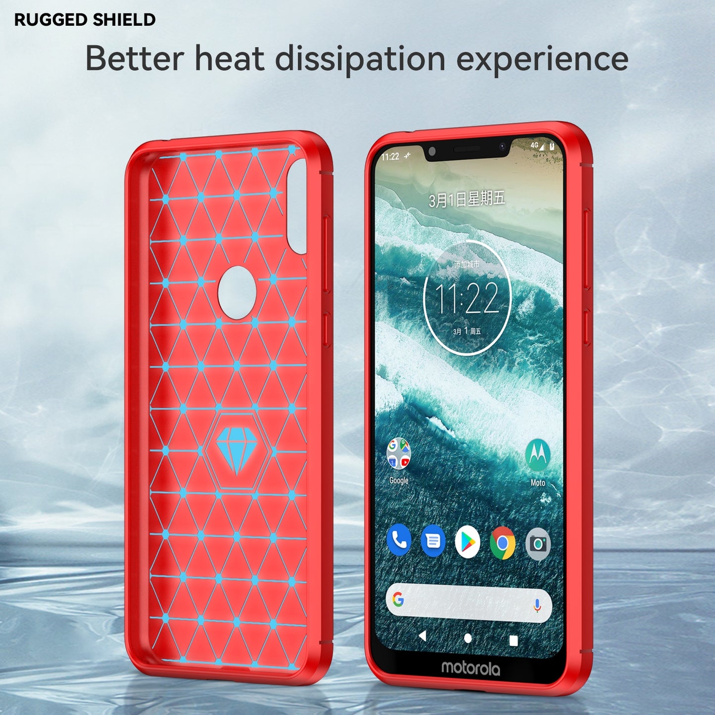 Motorola Moto One Carbon Fibre Brushed Texture TPU Protective Phone Case Shockproof Slim Cover