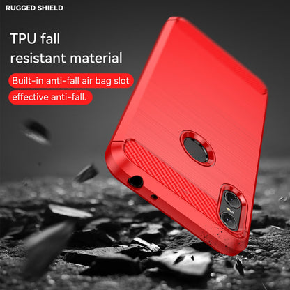 Motorola Moto One Carbon Fibre Brushed Texture TPU Protective Phone Case Shockproof Slim Cover
