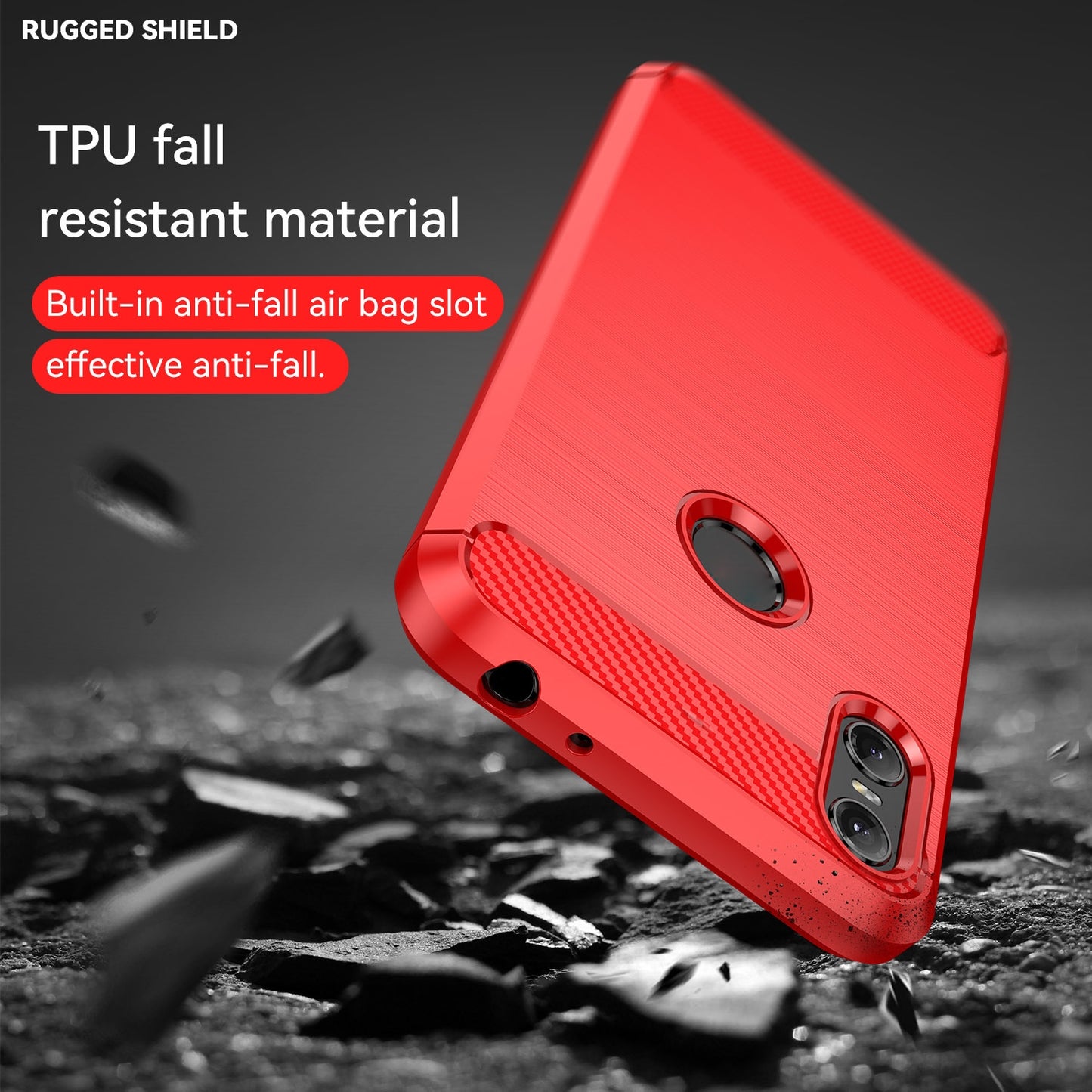 Motorola Moto One Carbon Fiber Brushed Texture TPU Protective Phone Case Shockproof Slim Cover