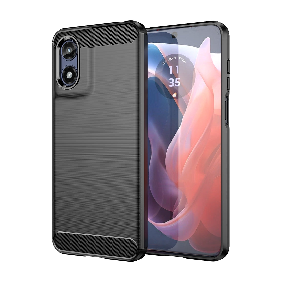 Motorola Moto G Play 2024 Carbon Fibre Brushed Texture TPU Protective Phone Case Shockproof Slim Cover