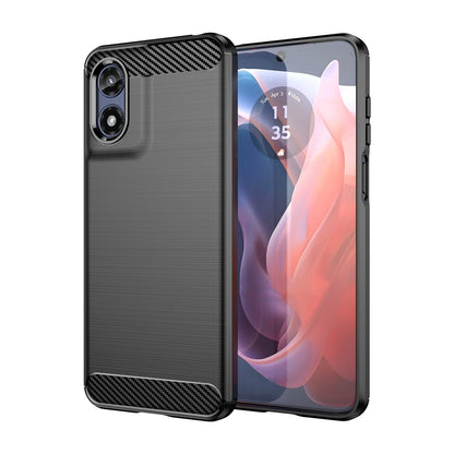Motorola Moto G Play 2024 Carbon Fibre Brushed Texture TPU Protective Phone Case Shockproof Slim Cover
