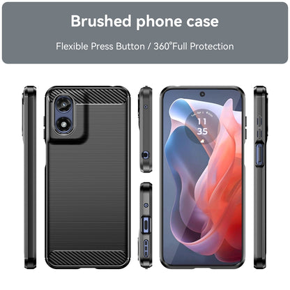 Motorola Moto G Play 2024 Carbon Fiber Brushed Texture TPU Protective Phone Case Shockproof Slim Cover
