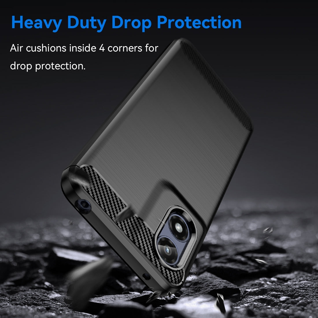 Motorola Moto G Play 2024 Carbon Fibre Brushed Texture TPU Protective Phone Case Shockproof Slim Cover