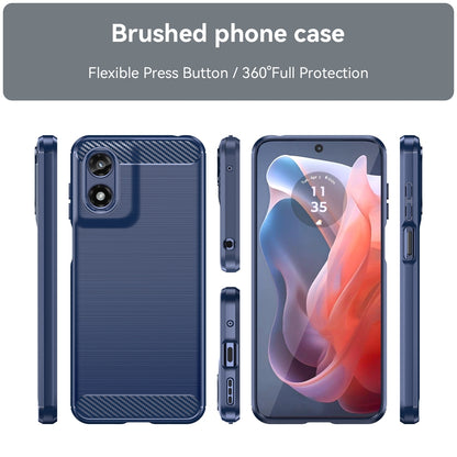 Motorola Moto G Play 2024 Carbon Fibre Brushed Texture TPU Protective Phone Case Shockproof Slim Cover