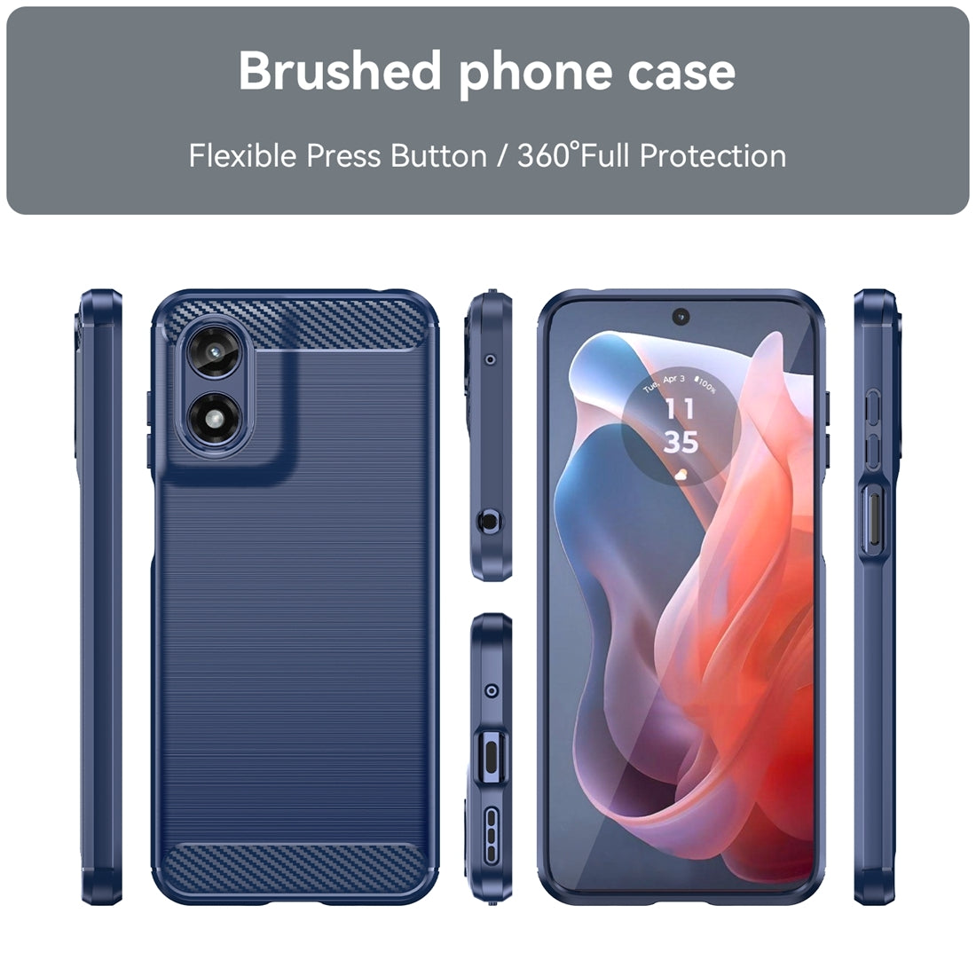 Motorola Moto G Play 2024 Carbon Fiber Brushed Texture TPU Protective Phone Case Shockproof Slim Cover
