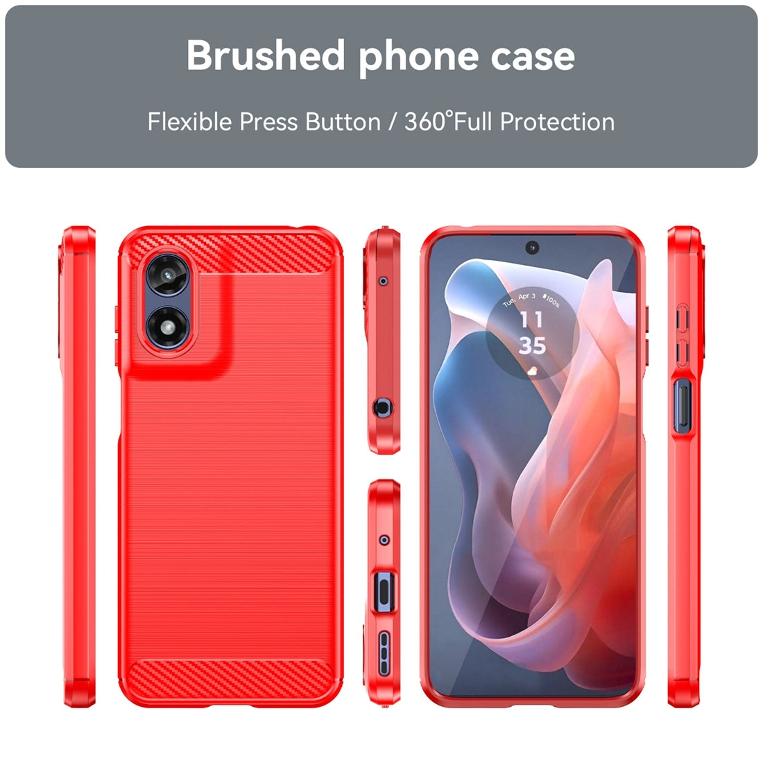 Motorola Moto G Play 2024 Carbon Fibre Brushed Texture TPU Protective Phone Case Shockproof Slim Cover