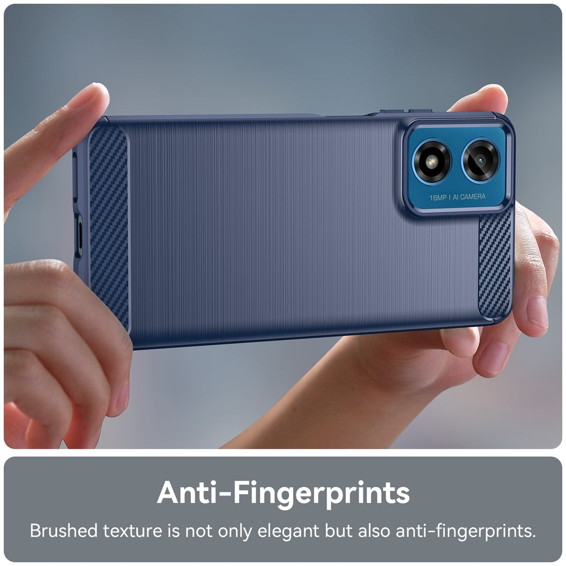 Motorola Moto G04 Carbon Fibre Brushed Texture TPU Protective Phone Case Shockproof Slim Cover