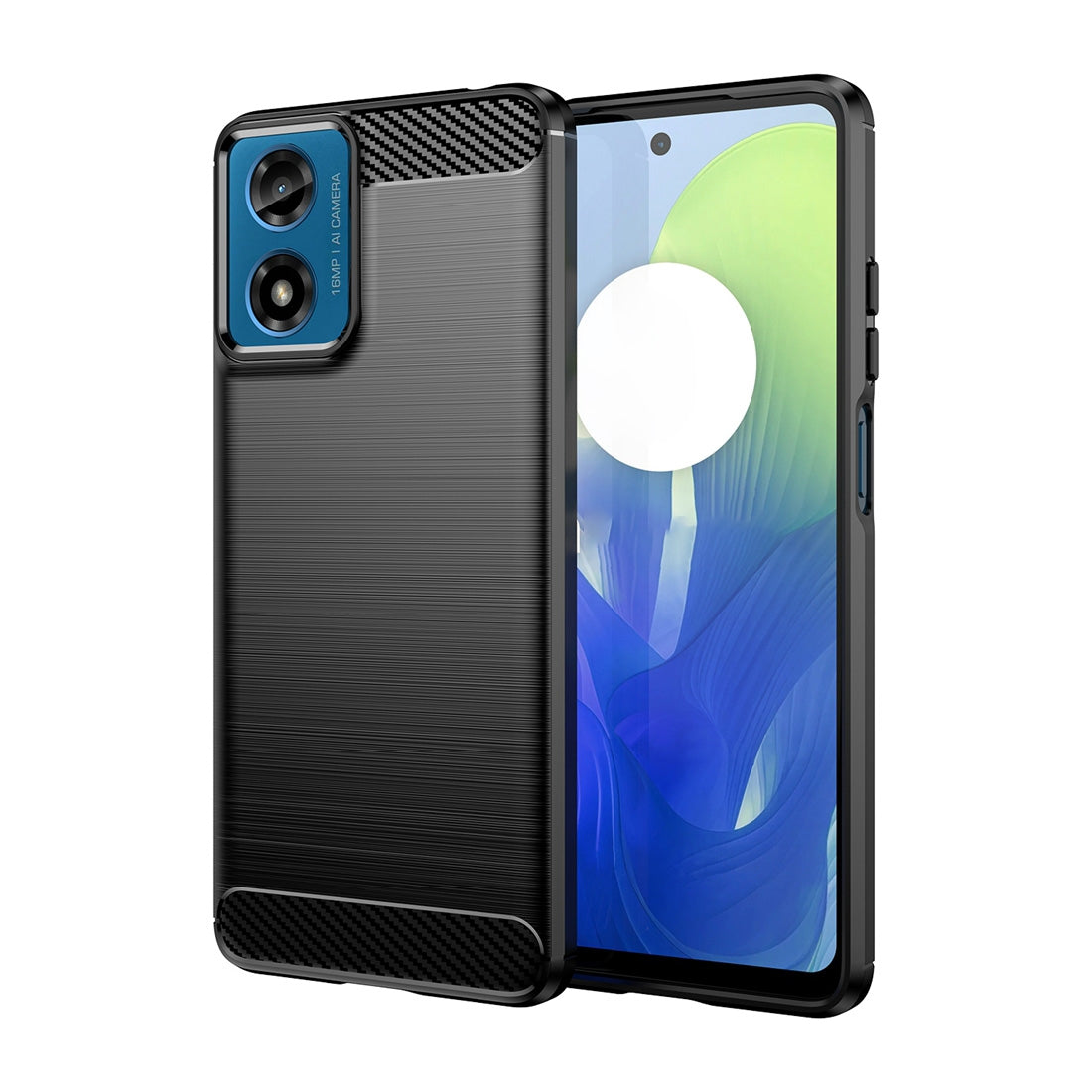 Motorola Moto G24 Carbon Fiber Brushed Texture TPU Protective Phone Case Shockproof Slim Cover