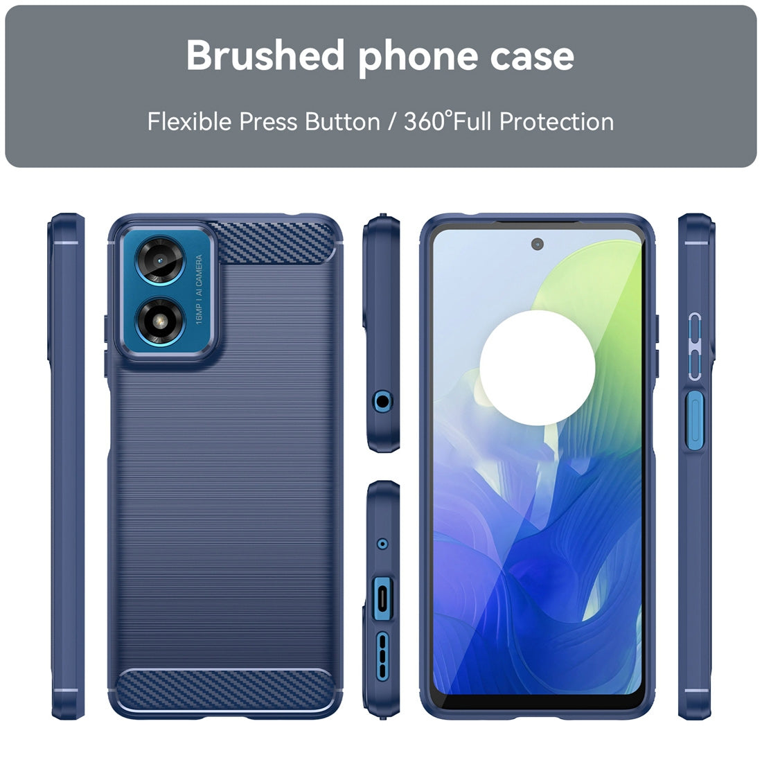 Motorola Moto G24 Carbon Fiber Brushed Texture TPU Protective Phone Case Shockproof Slim Cover