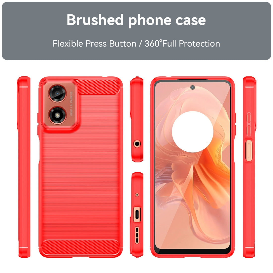 Motorola Moto G24 Carbon Fiber Brushed Texture TPU Protective Phone Case Shockproof Slim Cover