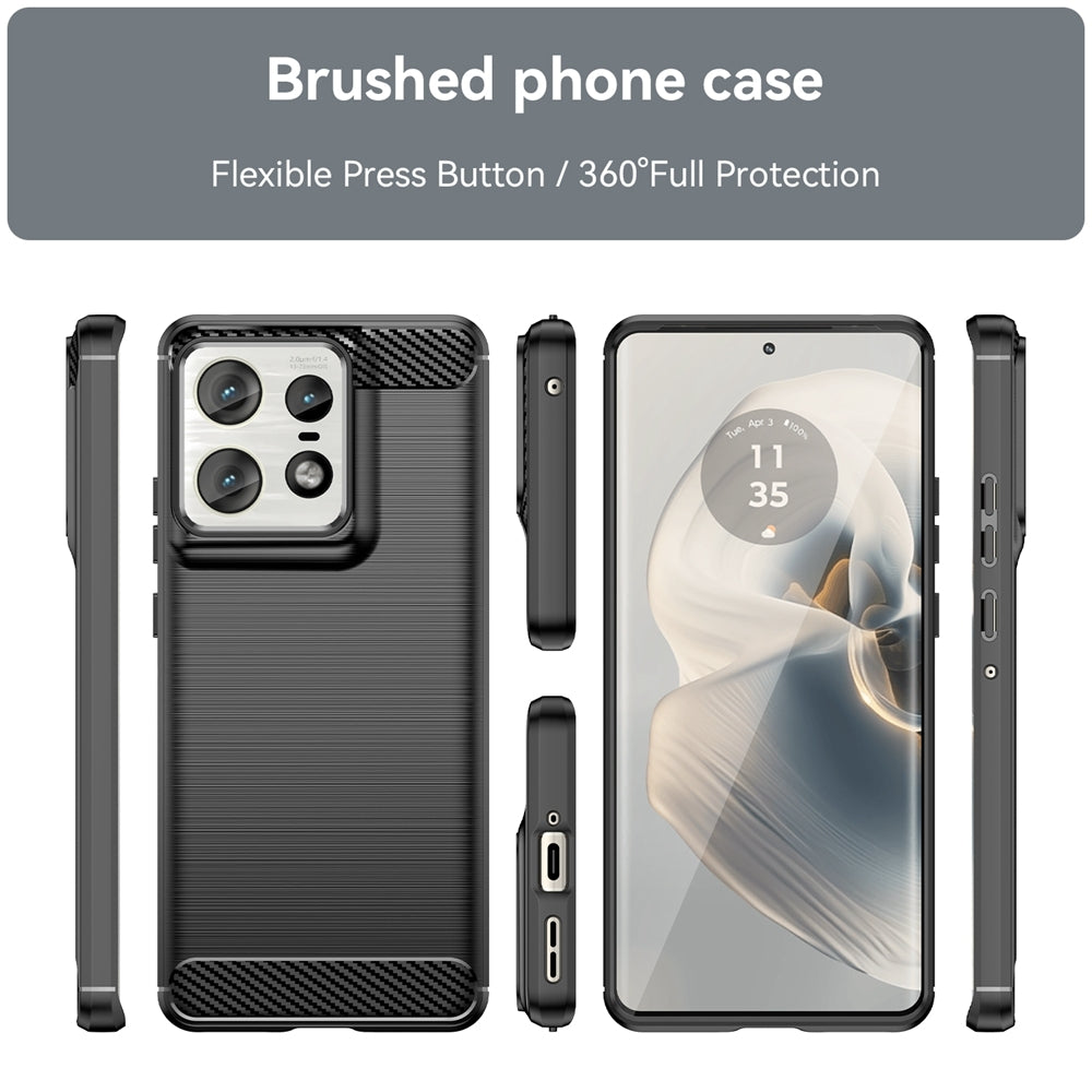Motorola Edge 50 Pro Carbon Fibre Brushed Texture TPU Protective Phone Case Shockproof Slim Cover