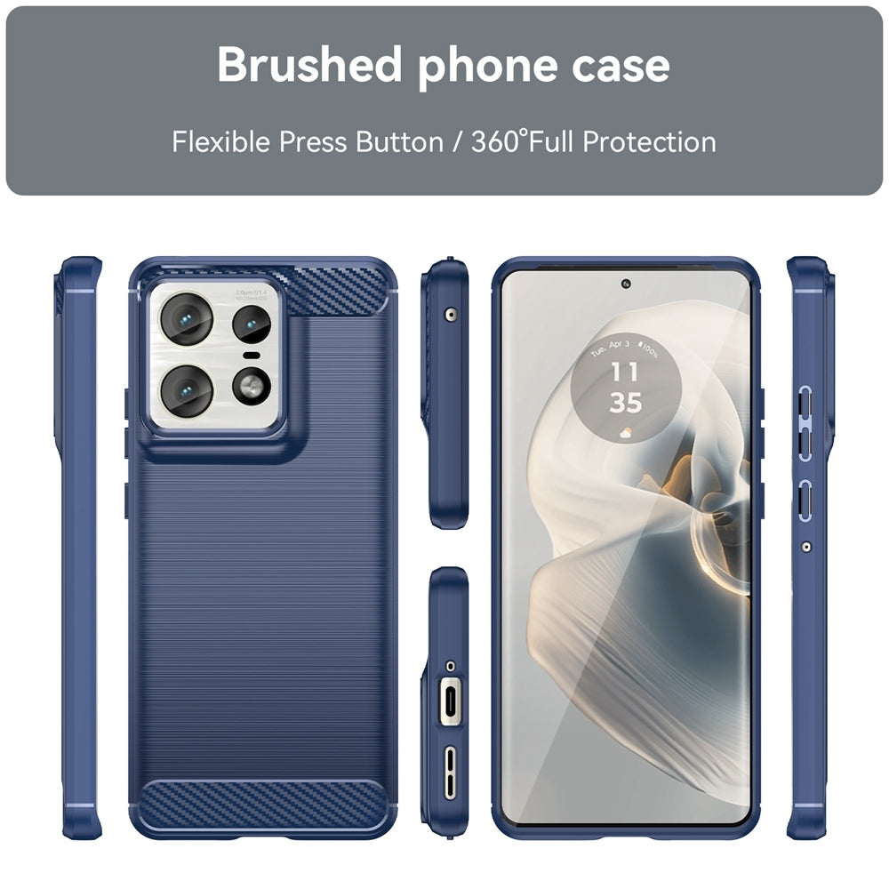Motorola Edge 50 Pro Carbon Fiber Brushed Texture TPU Protective Phone Case Shockproof Slim Cover