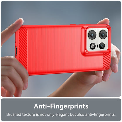 Motorola Edge 50 Pro Carbon Fiber Brushed Texture TPU Protective Phone Case Shockproof Slim Cover