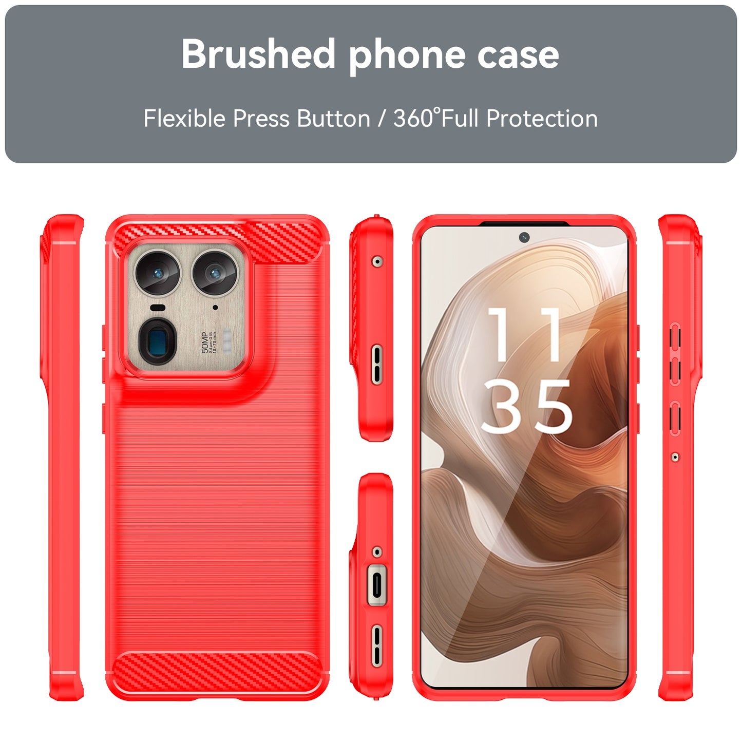 Motorola Edge 50 Ultra Carbon Fibre Brushed Texture TPU Protective Phone Case Shockproof Slim Cover