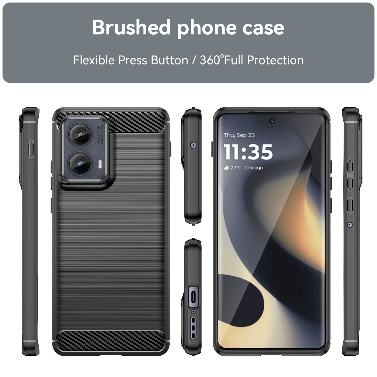 Motorola Edge 2024 Carbon Fibre Brushed Texture TPU Protective Phone Case Shockproof Slim Cover