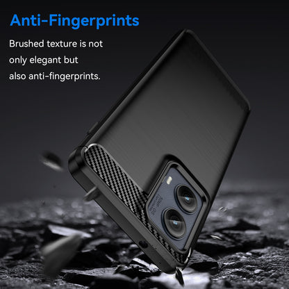 Motorola Edge 2024 Carbon Fiber Brushed Texture TPU Protective Phone Case Shockproof Slim Cover