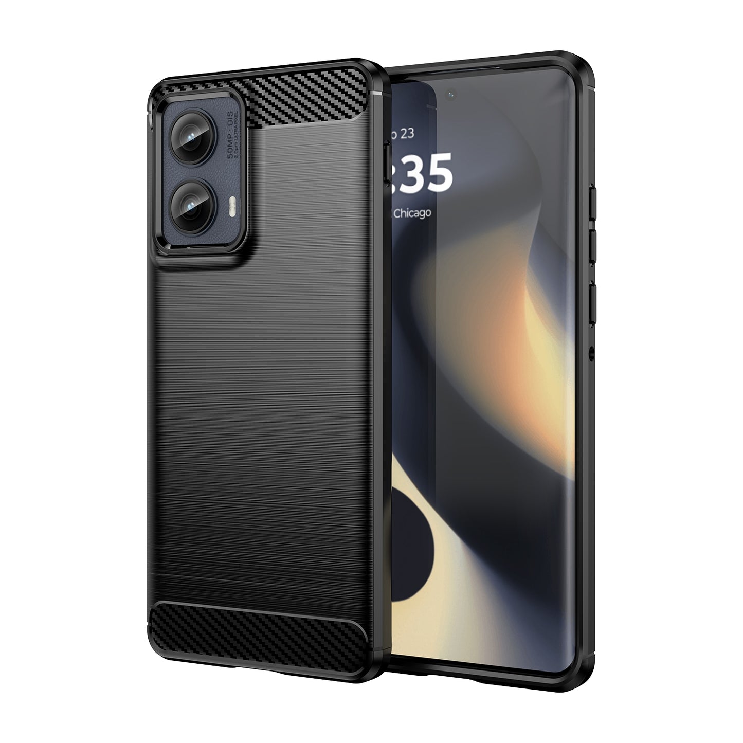 Motorola Edge 2024 Carbon Fiber Brushed Texture TPU Protective Phone Case Shockproof Slim Cover