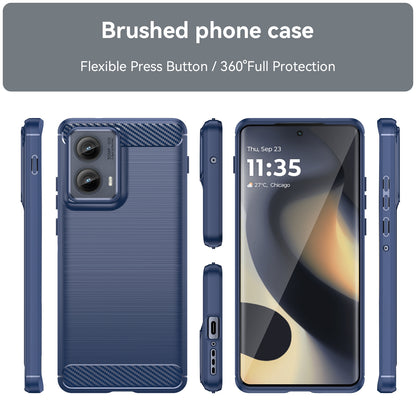 Motorola Edge 2024 Carbon Fibre Brushed Texture TPU Protective Phone Case Shockproof Slim Cover